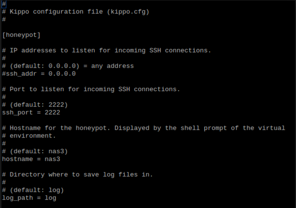 Historical Kippo configuration screen